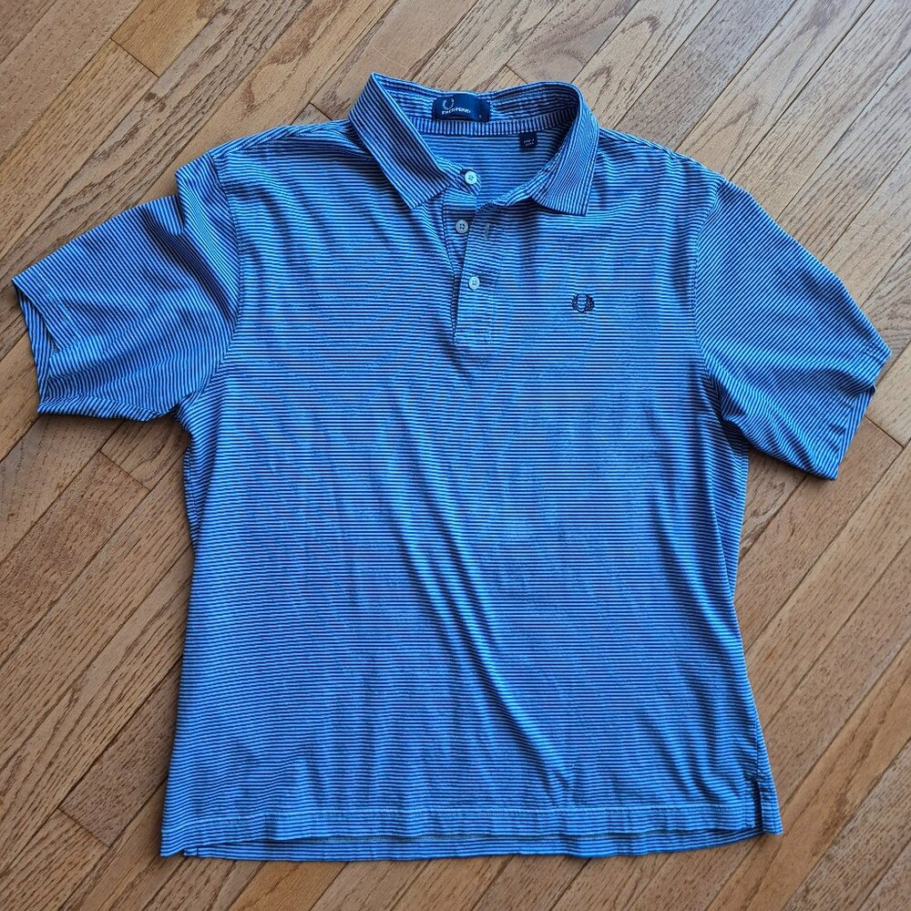 Fred Perry Blue Stripe Polo Shirt Large